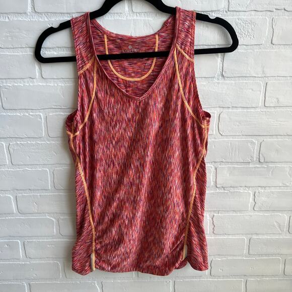 Athleta Pink Orange Purple Multicolor Running Yoga Tank with back zip-sz S - Picture 1 of 5